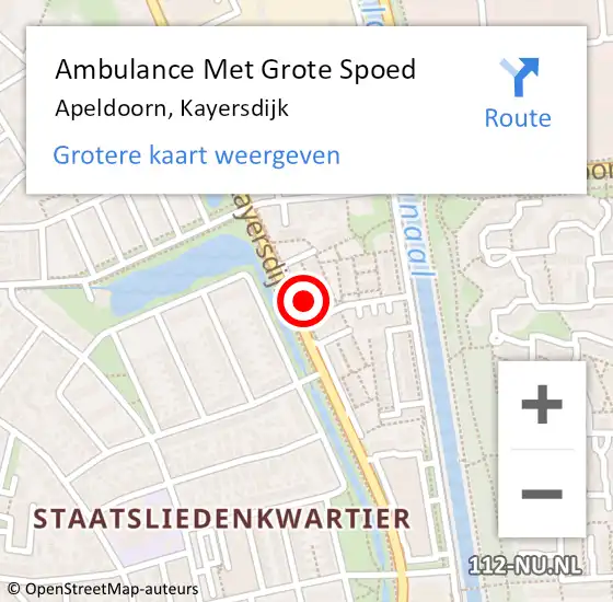 Locatie op kaart van de 112 melding: Ambulance Met Grote Spoed Naar Apeldoorn, Kayersdijk op 28 juni 2024 16:39