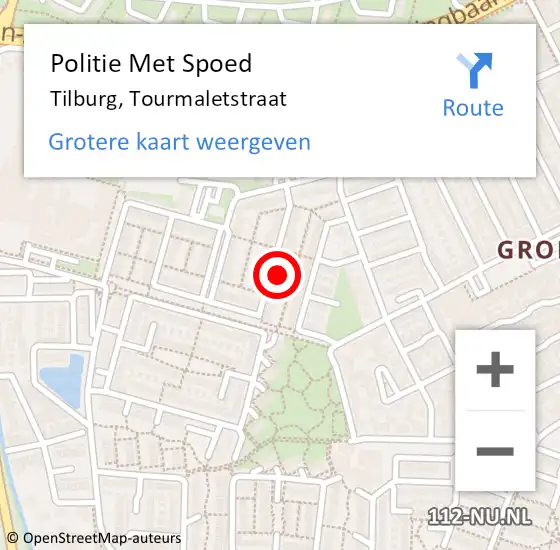 Locatie op kaart van de 112 melding: Politie Met Spoed Naar Tilburg, Tourmaletstraat op 28 juni 2024 16:40