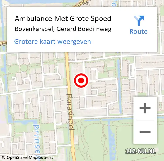 Locatie op kaart van de 112 melding: Ambulance Met Grote Spoed Naar Bovenkarspel, Gerard Boedijnweg op 28 juni 2024 16:42