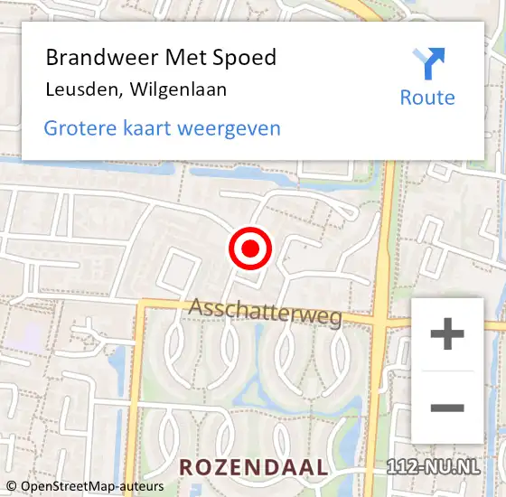 Locatie op kaart van de 112 melding: Brandweer Met Spoed Naar Leusden, Wilgenlaan op 28 juni 2024 16:43