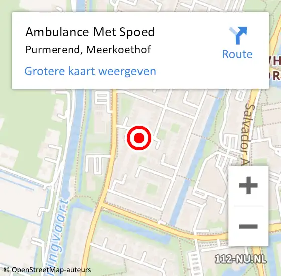 Locatie op kaart van de 112 melding: Ambulance Met Spoed Naar Purmerend, Meerkoethof op 28 juni 2024 16:59