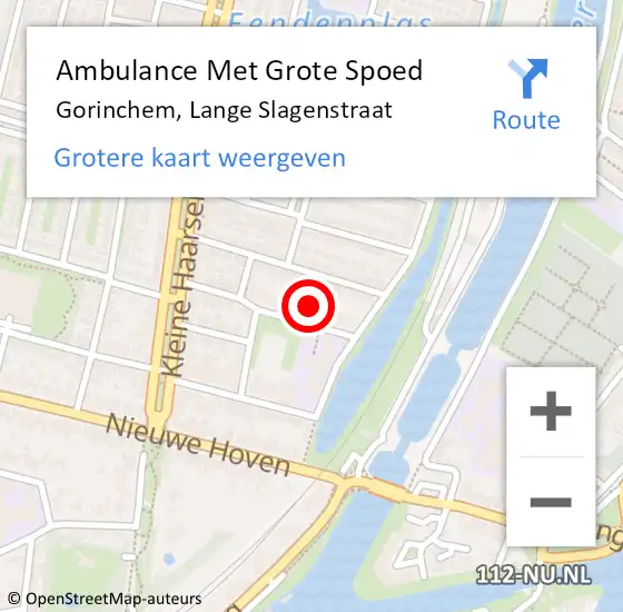 Locatie op kaart van de 112 melding: Ambulance Met Grote Spoed Naar Gorinchem, Lange Slagenstraat op 28 juni 2024 17:22