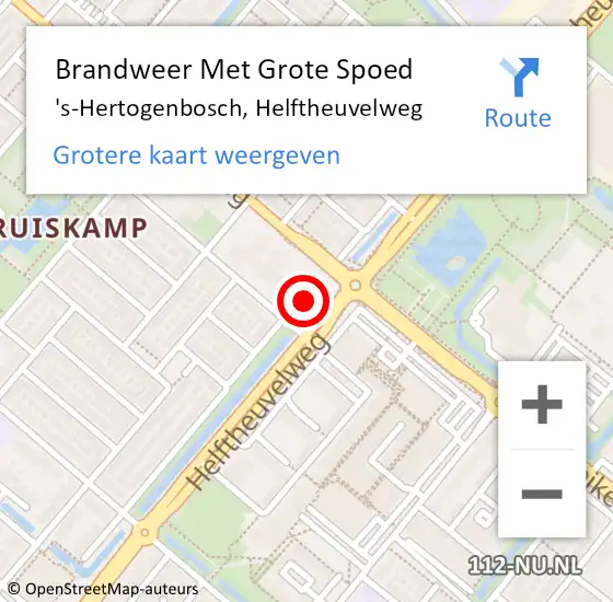 Locatie op kaart van de 112 melding: Brandweer Met Grote Spoed Naar 's-Hertogenbosch, Helftheuvelweg op 28 juni 2024 17:26