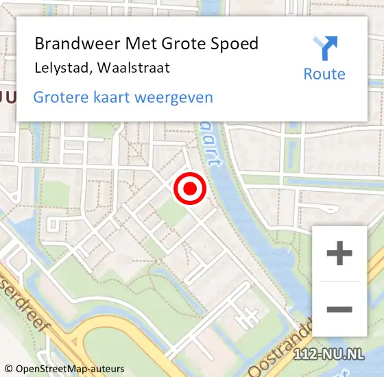 Locatie op kaart van de 112 melding: Brandweer Met Grote Spoed Naar Lelystad, Waalstraat op 28 juni 2024 17:26