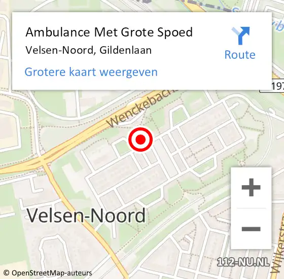 Locatie op kaart van de 112 melding: Ambulance Met Grote Spoed Naar Velsen-Noord, Gildenlaan op 28 juni 2024 17:28