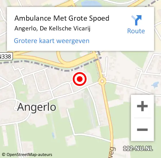 Locatie op kaart van de 112 melding: Ambulance Met Grote Spoed Naar Angerlo, De Kellsche Vicarij op 11 oktober 2014 03:35