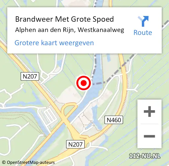 Locatie op kaart van de 112 melding: Brandweer Met Grote Spoed Naar Alphen aan den Rijn, Westkanaalweg op 28 juni 2024 17:30