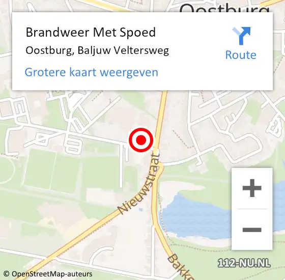 Locatie op kaart van de 112 melding: Brandweer Met Spoed Naar Oostburg, Baljuw Veltersweg op 28 juni 2024 17:30