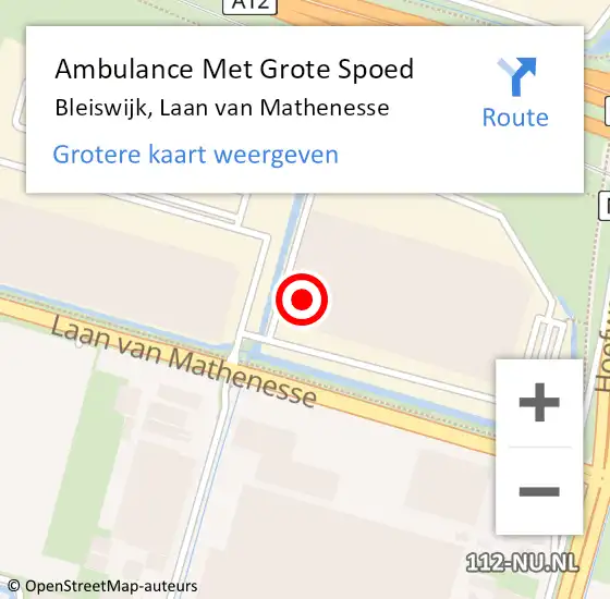 Locatie op kaart van de 112 melding: Ambulance Met Grote Spoed Naar Bleiswijk, Laan van Mathenesse op 28 juni 2024 17:44