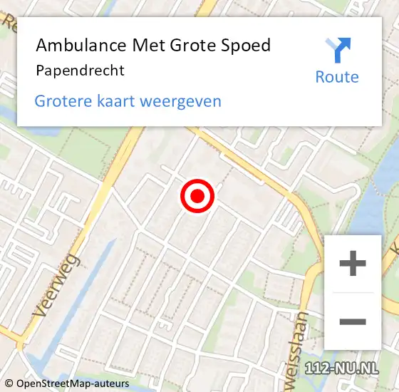 Locatie op kaart van de 112 melding: Ambulance Met Grote Spoed Naar Papendrecht op 28 juni 2024 17:46