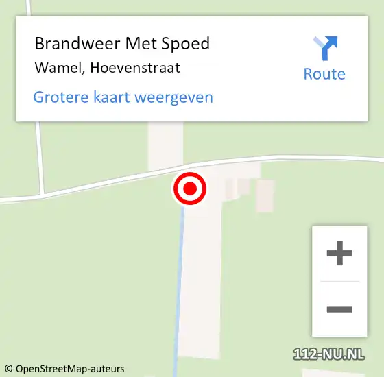 Locatie op kaart van de 112 melding: Brandweer Met Spoed Naar Wamel, Hoevenstraat op 28 juni 2024 18:12