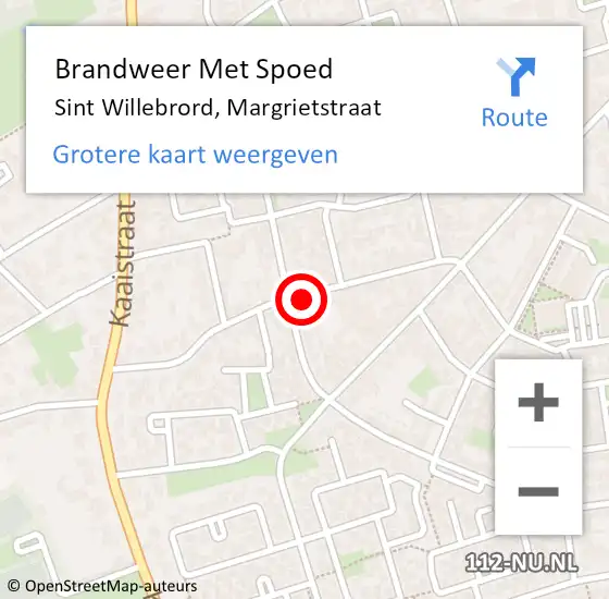 Locatie op kaart van de 112 melding: Brandweer Met Spoed Naar Sint Willebrord, Margrietstraat op 28 juni 2024 18:28