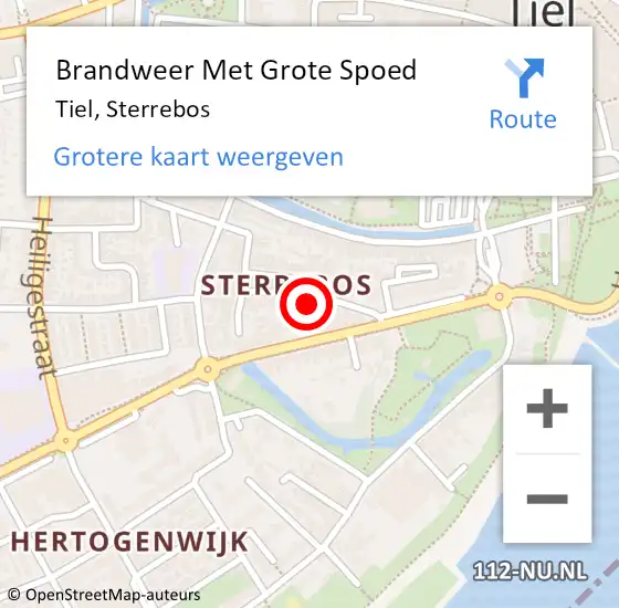 Locatie op kaart van de 112 melding: Brandweer Met Grote Spoed Naar Tiel, Sterrebos op 28 juni 2024 18:30