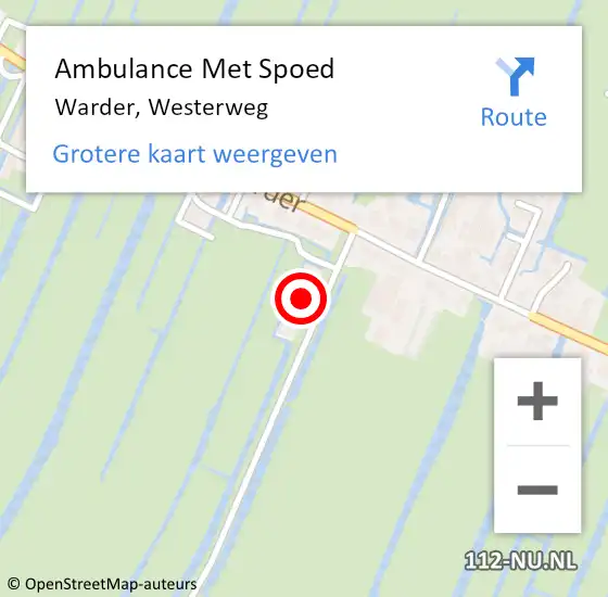 Locatie op kaart van de 112 melding: Ambulance Met Spoed Naar Warder, Westerweg op 28 juni 2024 18:31