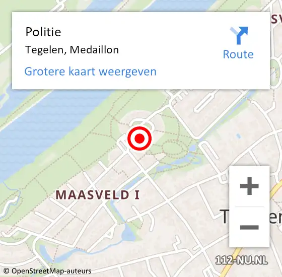 Locatie op kaart van de 112 melding: Politie Tegelen, Medaillon op 28 juni 2024 18:33