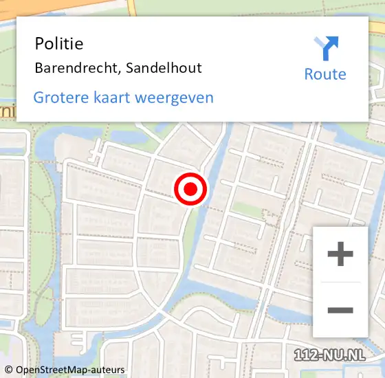 Locatie op kaart van de 112 melding: Politie Barendrecht, Sandelhout op 28 juni 2024 19:05