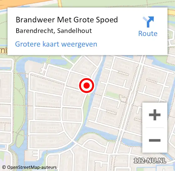 Locatie op kaart van de 112 melding: Brandweer Met Grote Spoed Naar Barendrecht, Sandelhout op 28 juni 2024 19:06