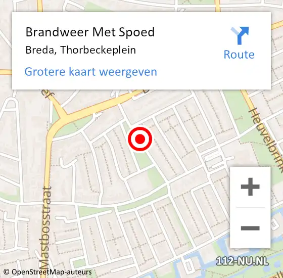 Locatie op kaart van de 112 melding: Brandweer Met Spoed Naar Breda, Thorbeckeplein op 28 juni 2024 19:39