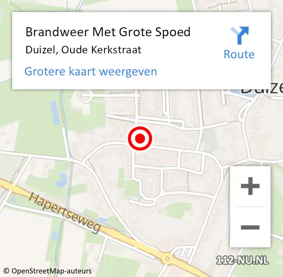 Locatie op kaart van de 112 melding: Brandweer Met Grote Spoed Naar Duizel, Oude Kerkstraat op 28 juni 2024 19:53