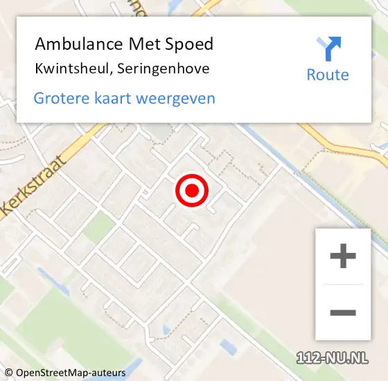 Locatie op kaart van de 112 melding: Ambulance Met Spoed Naar Kwintsheul, Seringenhove op 28 juni 2024 20:02