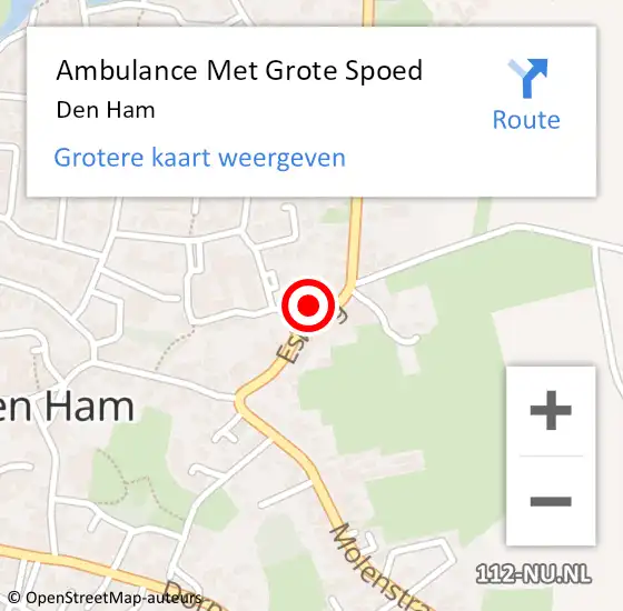 Locatie op kaart van de 112 melding: Ambulance Met Grote Spoed Naar Den Ham op 28 juni 2024 20:15