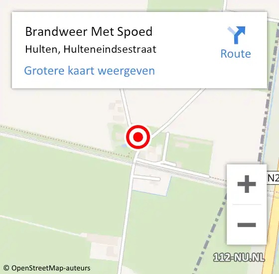 Locatie op kaart van de 112 melding: Brandweer Met Spoed Naar Hulten, Hulteneindsestraat op 28 juni 2024 20:17