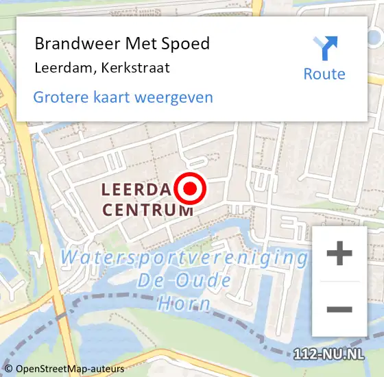 Locatie op kaart van de 112 melding: Brandweer Met Spoed Naar Leerdam, Kerkstraat op 28 juni 2024 20:18