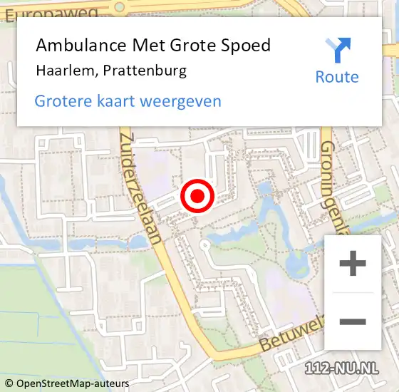 Locatie op kaart van de 112 melding: Ambulance Met Grote Spoed Naar Haarlem, Prattenburg op 28 juni 2024 20:21