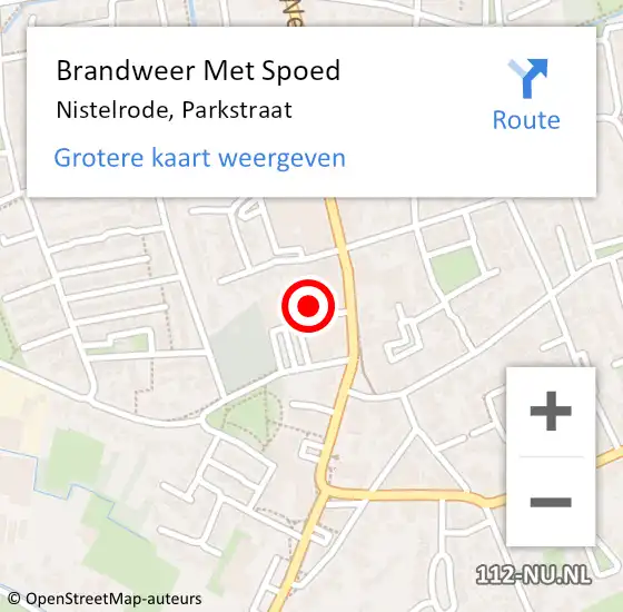 Locatie op kaart van de 112 melding: Brandweer Met Spoed Naar Nistelrode, Parkstraat op 28 juni 2024 20:36