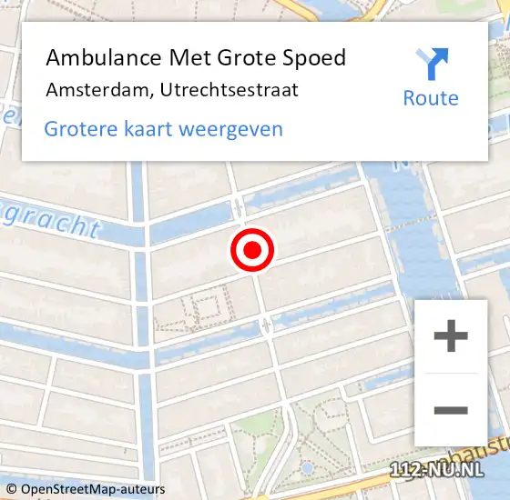 Locatie op kaart van de 112 melding: Ambulance Met Grote Spoed Naar Amsterdam, Utrechtsestraat op 28 juni 2024 20:58