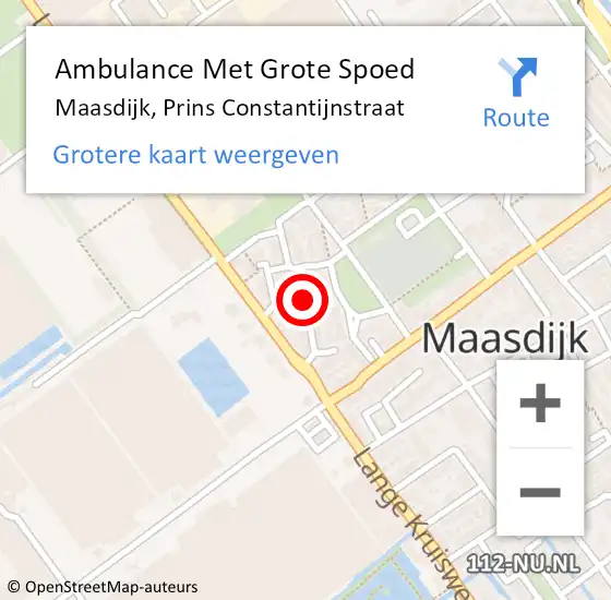 Locatie op kaart van de 112 melding: Ambulance Met Grote Spoed Naar Maasdijk, Prins Constantijnstraat op 28 juni 2024 21:00