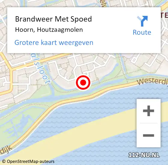 Locatie op kaart van de 112 melding: Brandweer Met Spoed Naar Hoorn, Houtzaagmolen op 28 juni 2024 21:08