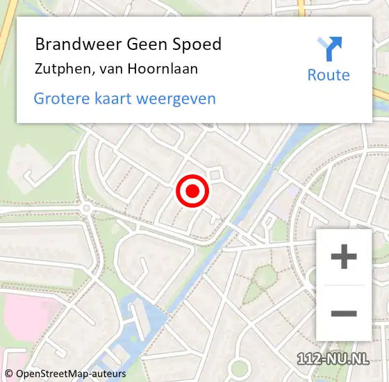 Locatie op kaart van de 112 melding: Brandweer Geen Spoed Naar Zutphen, van Hoornlaan op 28 juni 2024 21:12