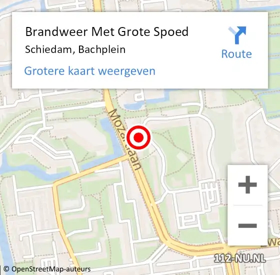 Locatie op kaart van de 112 melding: Brandweer Met Grote Spoed Naar Schiedam, Bachplein op 28 juni 2024 21:13