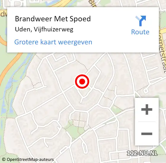 Locatie op kaart van de 112 melding: Brandweer Met Spoed Naar Uden, Vijfhuizerweg op 28 juni 2024 21:24