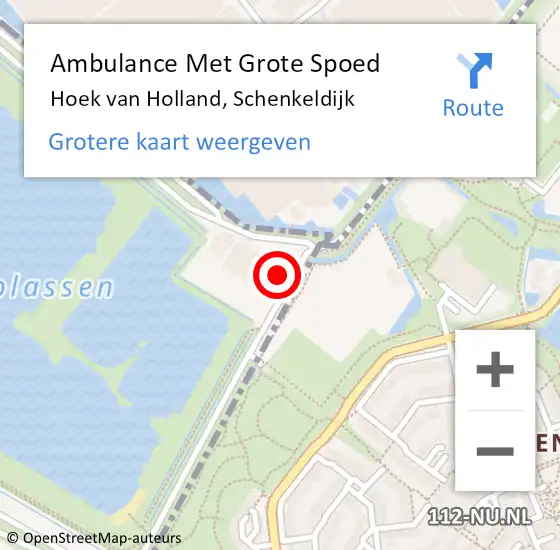 Locatie op kaart van de 112 melding: Ambulance Met Grote Spoed Naar Hoek van Holland, Schenkeldijk op 28 juni 2024 21:38