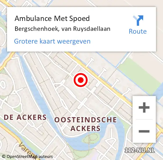 Locatie op kaart van de 112 melding: Ambulance Met Spoed Naar Bergschenhoek, van Ruysdaellaan op 28 juni 2024 22:00