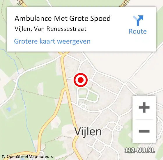 Locatie op kaart van de 112 melding: Ambulance Met Grote Spoed Naar Vijlen, Van Renessestraat op 11 oktober 2014 05:23