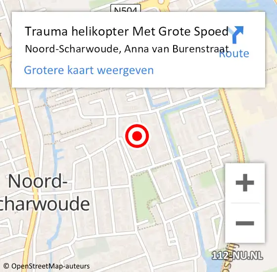 Locatie op kaart van de 112 melding: Trauma helikopter Met Grote Spoed Naar Noord-Scharwoude, Anna van Burenstraat op 28 juni 2024 22:12