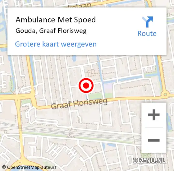 Locatie op kaart van de 112 melding: Ambulance Met Spoed Naar Gouda, Graaf Florisweg op 28 juni 2024 22:15
