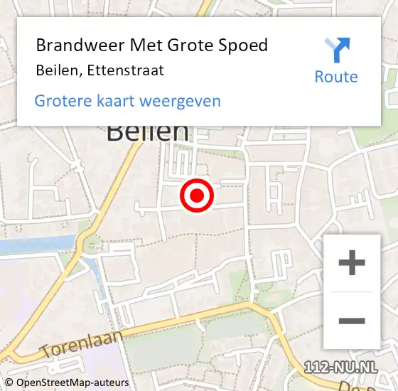 Locatie op kaart van de 112 melding: Brandweer Met Grote Spoed Naar Beilen, Ettenstraat op 28 juni 2024 22:30