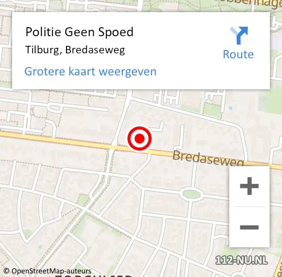 Locatie op kaart van de 112 melding: Politie Geen Spoed Naar Tilburg, Bredaseweg op 28 juni 2024 22:43