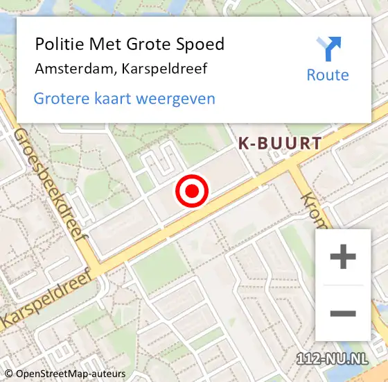 Locatie op kaart van de 112 melding: Politie Met Grote Spoed Naar Amsterdam, Karspeldreef op 28 juni 2024 22:48
