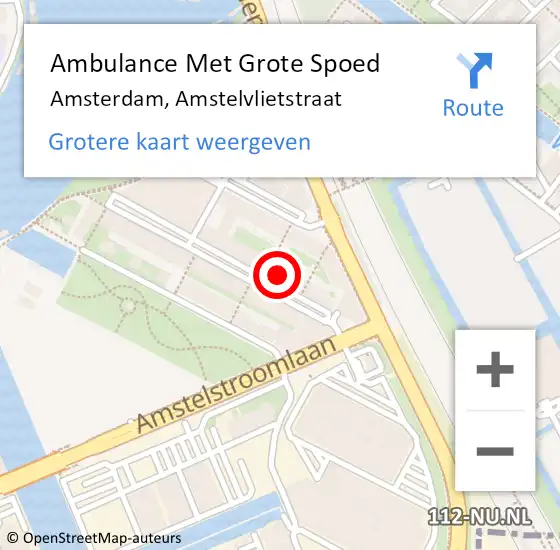 Locatie op kaart van de 112 melding: Ambulance Met Grote Spoed Naar Amsterdam, Amstelvlietstraat op 28 juni 2024 22:52