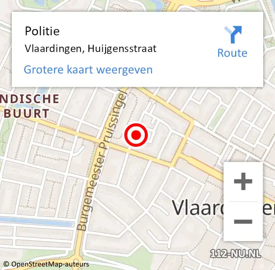 Locatie op kaart van de 112 melding: Politie Vlaardingen, Huijgensstraat op 28 juni 2024 23:40