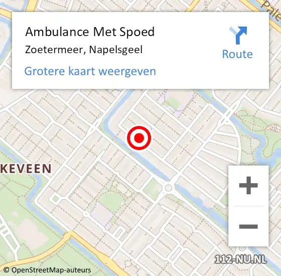 Locatie op kaart van de 112 melding: Ambulance Met Spoed Naar Zoetermeer, Napelsgeel op 28 juni 2024 23:50