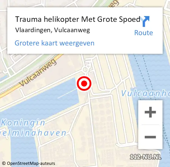 Locatie op kaart van de 112 melding: Trauma helikopter Met Grote Spoed Naar Vlaardingen, Vulcaanweg op 28 juni 2024 23:57