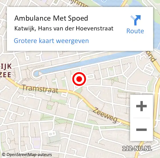 Locatie op kaart van de 112 melding: Ambulance Met Spoed Naar Katwijk, Hans van der Hoevenstraat op 29 juni 2024 00:01