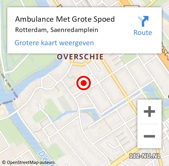 Locatie op kaart van de 112 melding: Ambulance Met Grote Spoed Naar Rotterdam, Saenredamplein op 29 juni 2024 00:01