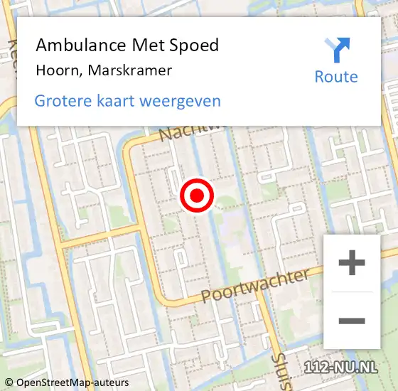 Locatie op kaart van de 112 melding: Ambulance Met Spoed Naar Hoorn, Marskramer op 29 juni 2024 00:13